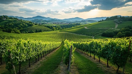 Canvas Print - Vineyard Landscape in Rural Setting