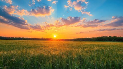 Sticker - Golden Hour over a Field of Green