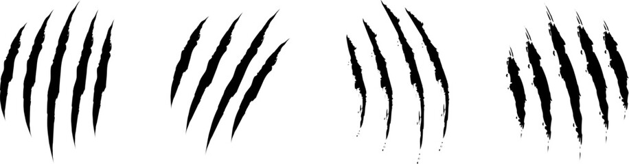 animal claw scratches icons set vector. claws silhouette, claw marks