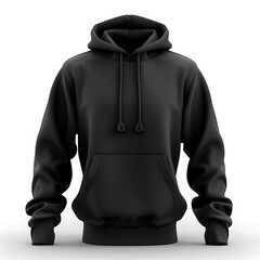 Blank mockup of black hoodie jacket on white background. Winter clothes