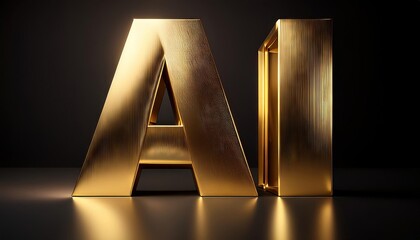 Wall Mural - Artificial Intelligence 3D Text Design in Gold