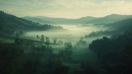 Canvas Print - Misty Morning Landscape