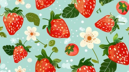 Seamless repetitive pattern background of strawberry fruit