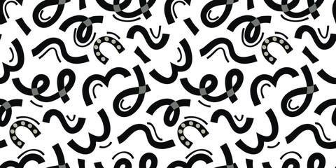 Wall Mural - black and white seamless pattern with abstract rough stripes.background or texture with hand drawn z