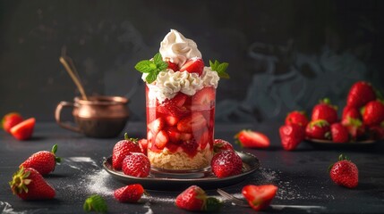 Dessert cake with fresh strawberry