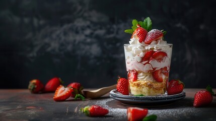 Dessert cake with fresh strawberry