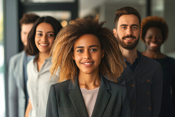 Wall Mural - Group portrait of smiling business people