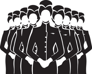 Canvas Print - Air Cabin Crew Silhouette Vector Illustration