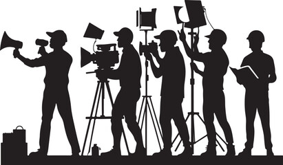 Canvas Print - Film Crew Silhouette Vector Illustration