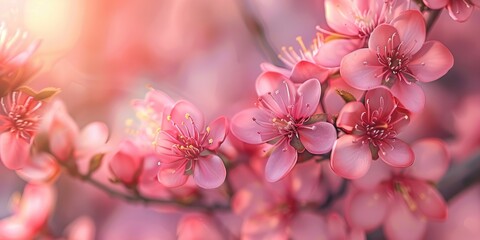 Poster - Macro photo of cherry blossom in spring with shallow depth of field