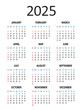 © Sylfida - American calendar 2025 year. Week starts on Sunday. Vector illustration