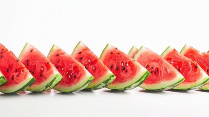 Fresh sweet ripe watermelon slices isolated over white background