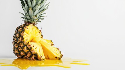 Wall Mural - pineapple on a white background