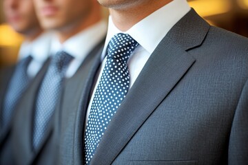 Wall Mural - A close up of a man wearing a dark suit and tie capturing the essence of professional attire and the sleek sophistication of modern business fashion