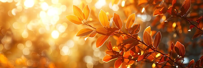 Poster - a branch with leaves in the sunlight