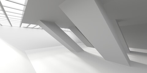 Minimalistic room space. White clean empty architecture interior