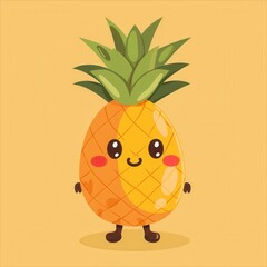 Wall Mural - Cute cartoon character of pineapple