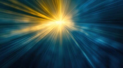 Poster - Abstract Light Burst with Blue and Yellow Hues