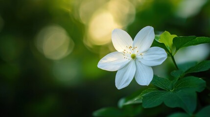 Poster - A Single White Flower in the Sunlight