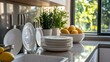 © Nas - Kitchen Counter with Clean Dishes and Fresh Lemons