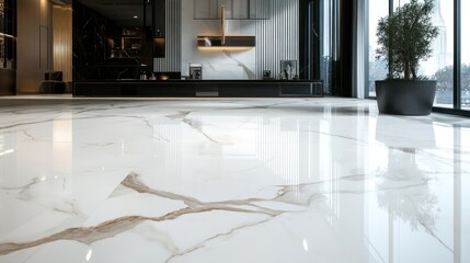 Wall Mural - White Marble Floor in Modern Interior Design