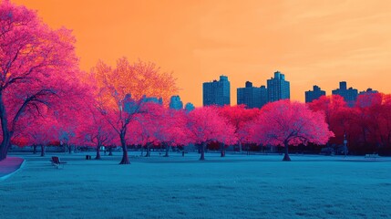 Poster - sunset in the city