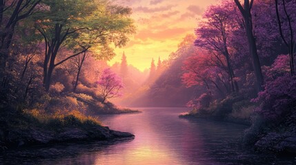 Wall Mural - sunset in the mountains