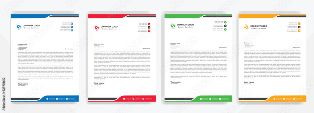 Modern corporate  letterhead template design. Creative and Professional business letterhead design template . Letter head stationery layout vector design. Letterhead template in flat style.