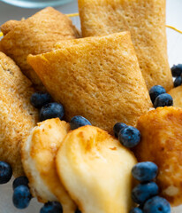 Delicious pancakes. Spring rolls. Pancakes with berries.