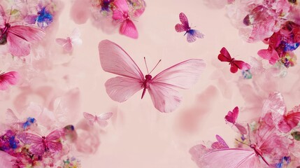 Wall Mural - watercolor background with butterfly