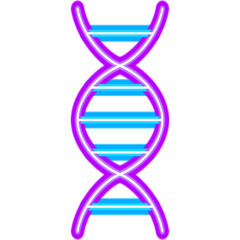 Sticker - DNA Neon Label. Vector Illustration of Science Promotion.