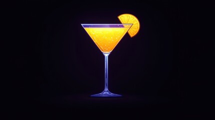 Poster - Vibrant Cocktail Glass with Orange Slice