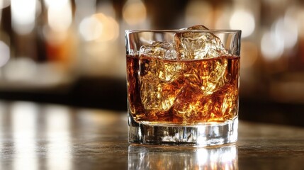 Canvas Print - Close-Up of a Drink with Ice in a Glass