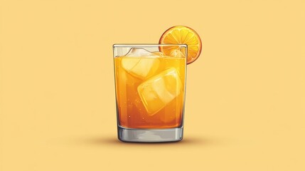 Wall Mural - Refreshing Orange Drink with Ice and Garnish