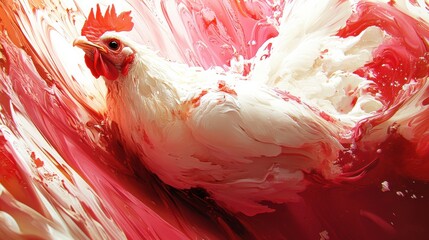 Poster - Vibrant Abstract Chicken in Colorful Swirls