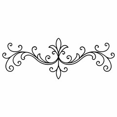 Wall Mural - graphic with a black elegant plant ornament