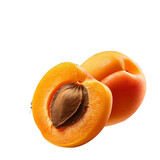 Fresh falling Apricot, isolated with dropped on white background