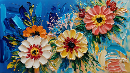 Wall Mural - Vibrant Impasto Art Generative AI