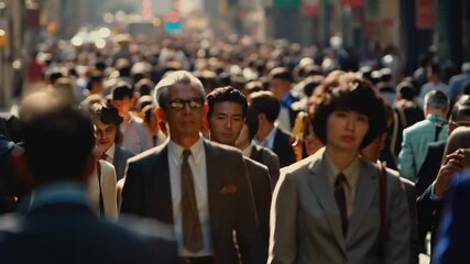 Poster - Crowd of people walking street