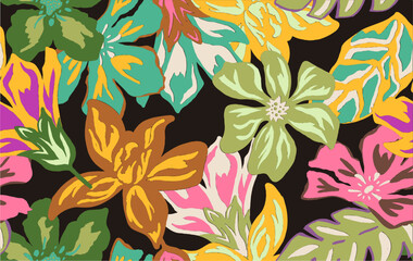 Wall Mural - Summer floral pattern looking like unfinished watercolors, perfect for textiles and decoration.