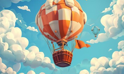 Hot air balloon soar high in the clear sky showing the beauty of nature Generate AI