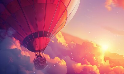 Hot air balloon soar high in the clear sky showing the beauty of nature Generate AI