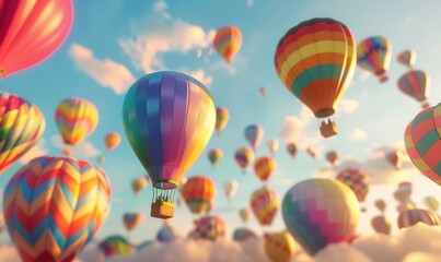 Hot air balloon soar high in the clear sky showing the beauty of nature Generate AI