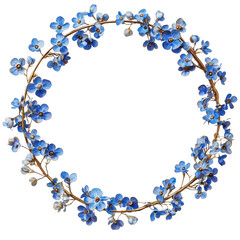 Wall Mural - PNG Delicate blue floral wreath