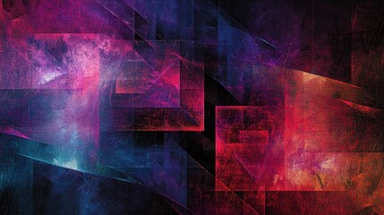 Poster - Abstract geometric background with red, blue and black colors.