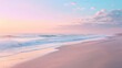 © rohappy - Nature sea landscape background, beautiful serene beach with waves at sunrise, soft pastel colors