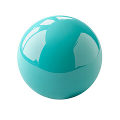 Wall Mural - PNG Glossy teal sphere placed on a white surface