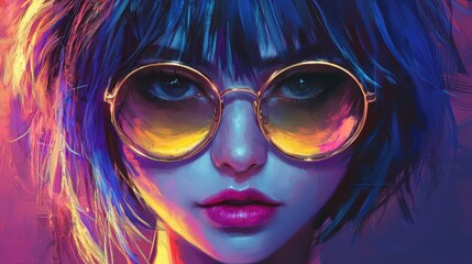 Poster - Woman in Neon Sunglasses.