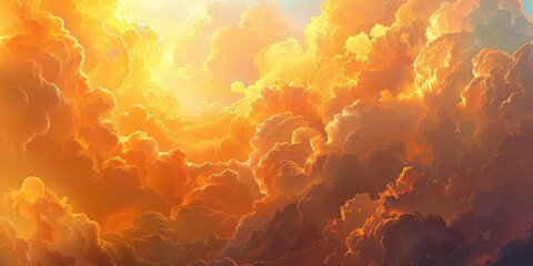 Wall Mural - vibrant orange clouds otherworldly sky hue stunning natural hues