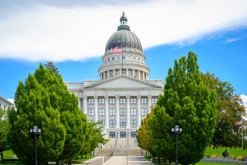 Historic Utah State Capitol in Salt Lake City, USA: The Neoclassical revival and Corinthian style landmark architecture built to survive most earthquakes